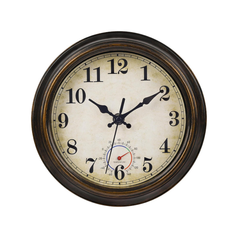 Horloge étanche avec thermomètre Combo horloge murale rustique rétro