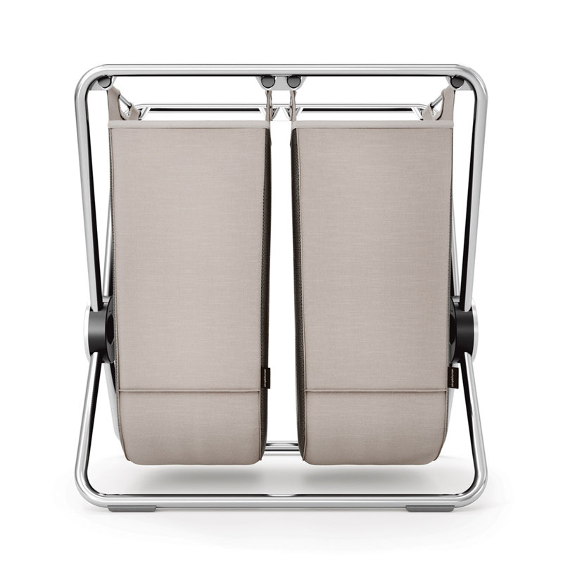 simplehuman double x-frame laundry hamper, matte black, 75" H x 72.70" W x 41.80" D, Chrome