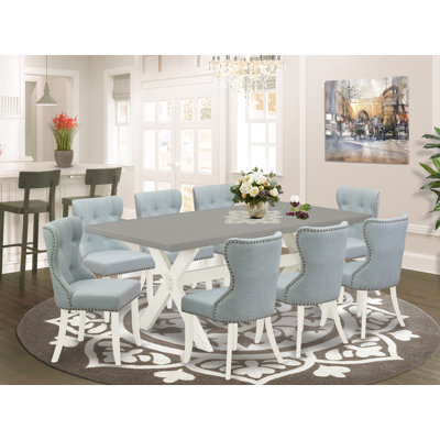 Carrigan 8 - Person Acacia Solid Wood Dining Set by Lark Manor