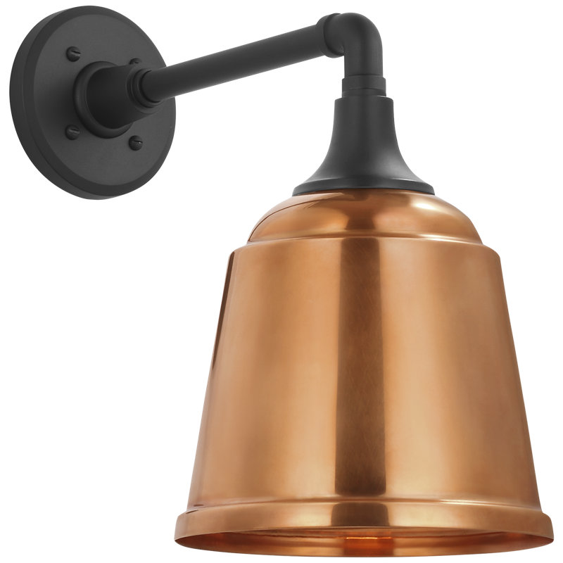 Thomas O'Brien 1 - Light Outdoor Barn Light, Matte Black, Soft Copper, 13.25" H x 8" W x 14.25" D