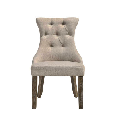 Gabrian Two-Tone Beige Fabric & Reclaimed Grey Finish Side Chair (Set Of 2)