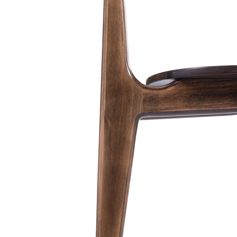 Commercial Solid Wood Dining Chair With Curved Backrest, Brown, 1
