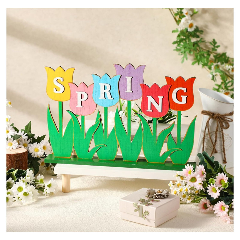 Décoration de table rustique en bois avec tulipes printanières