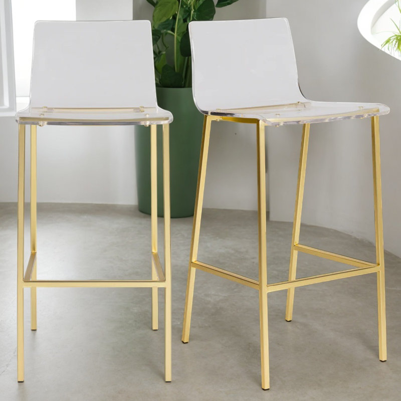 Tabouret transparent doré