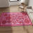Pink Themed Floral Motifs Rose Patterned Vintage Decorative Carpet-238971749