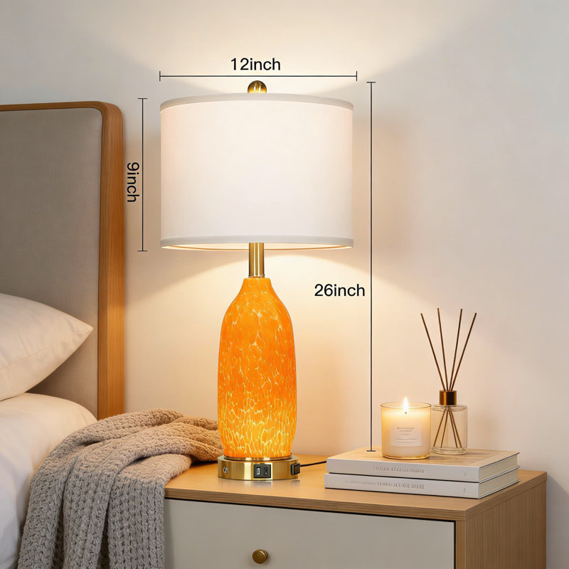 Ensemble de 2 lampes de table modernes avec ports USB A + C et prise de courant CA, veilleuse à commande tactile à intensité variable à 3 voies, lampes de chevet pour le bureau de la chambre à coucher (ampoules incluses)