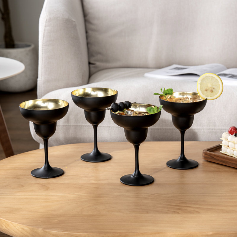 Raffin Stemware Wine Margarita Drinking Glasses, Black