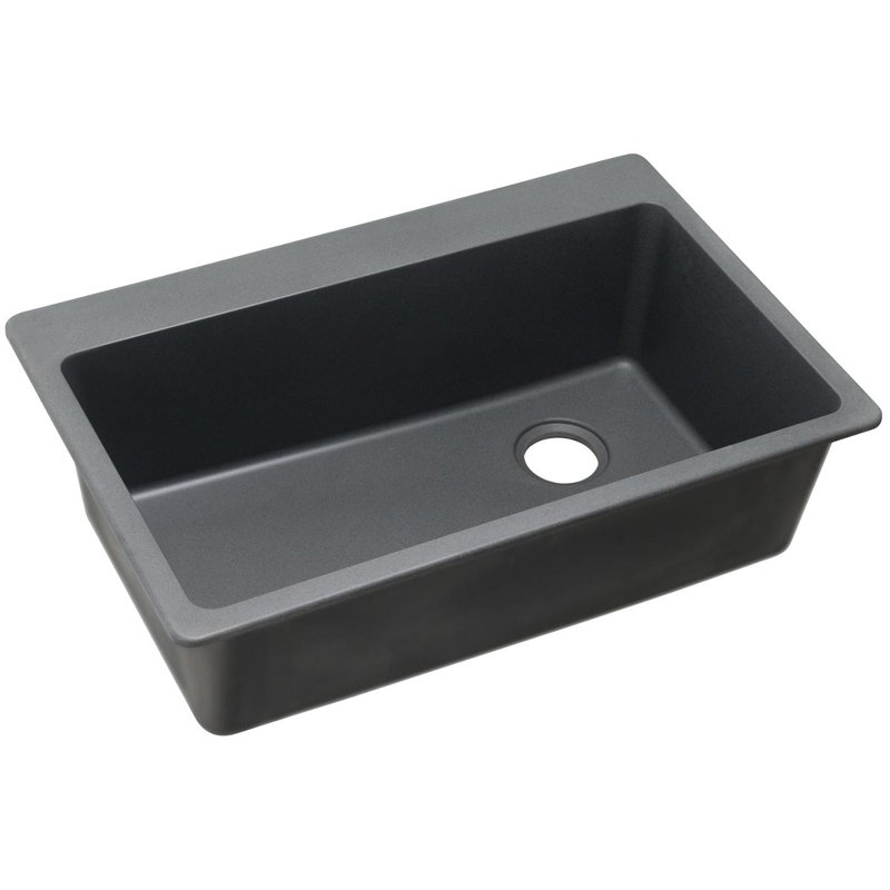 Évier de cuisine encastré 33 po x 22 po x 9 1/2 po Quartz Classic, Gris crépuscule
