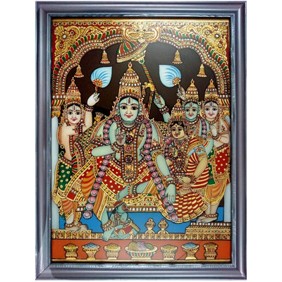 Le couronnement de Rama (Ramapattabhishekam) | Peinture avec cadre Tanjore | Par Ramesh