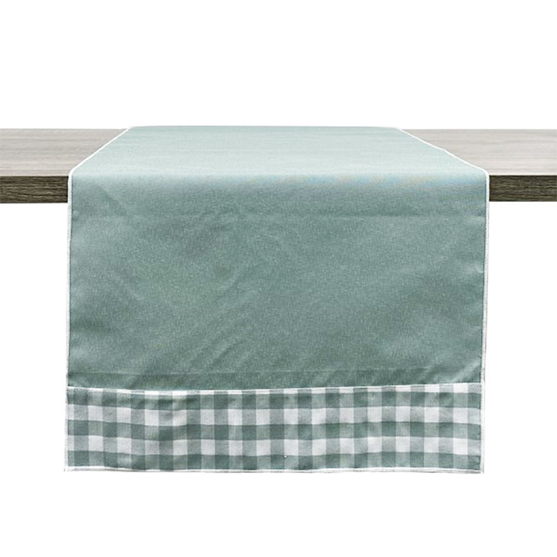 Chemin de table réversible fait à la main, 54 po x 15 po, Sauge