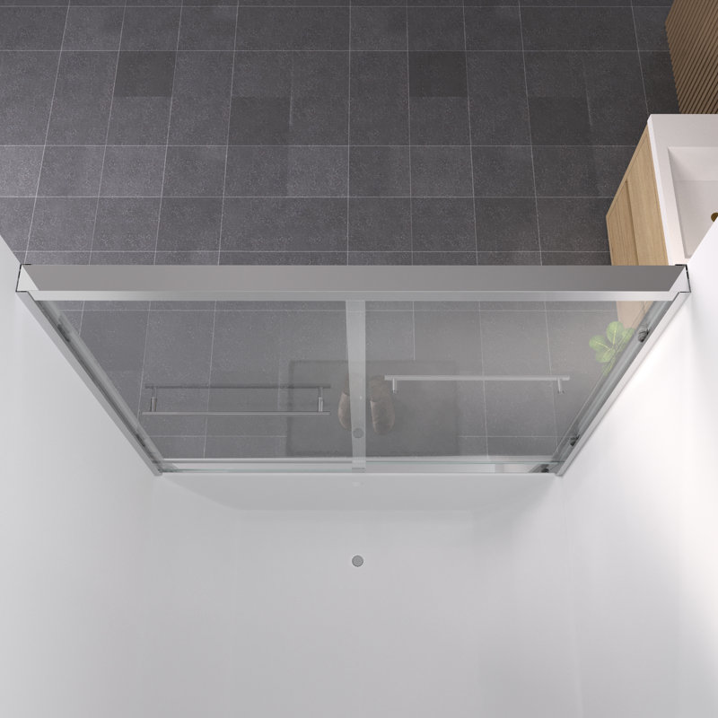 60" Wide Double Sliding Bathroom Door With Hardware And 1/4"  6Mm  Tempered Glass, American Design, Easy To Install Up Bathtub Screen Hardware, Step - By Installation Guide For