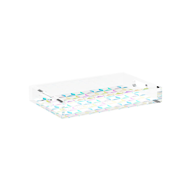 Truiq Happy Acrylic Rectangle Decorative Tray, 12.5"W x 7.75"D x 2"H
