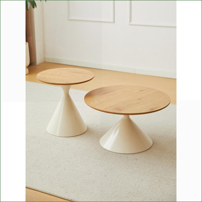 ROUND COFFEE TABLE WHITE+WOOD