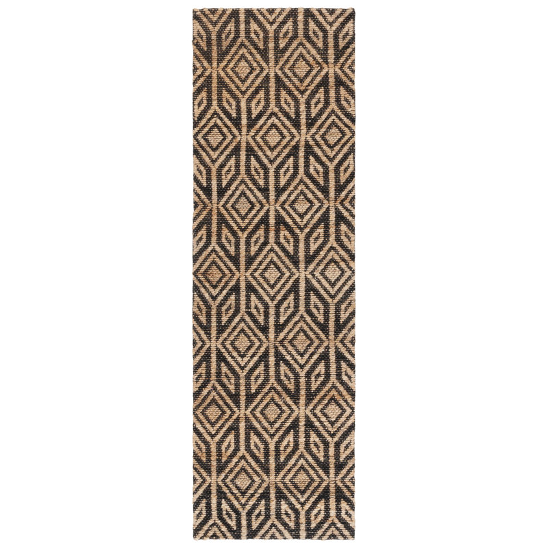 Tapis en coton tissé à la main Roemer, Tapis de couloir 2 pi 3 po x 8 pi