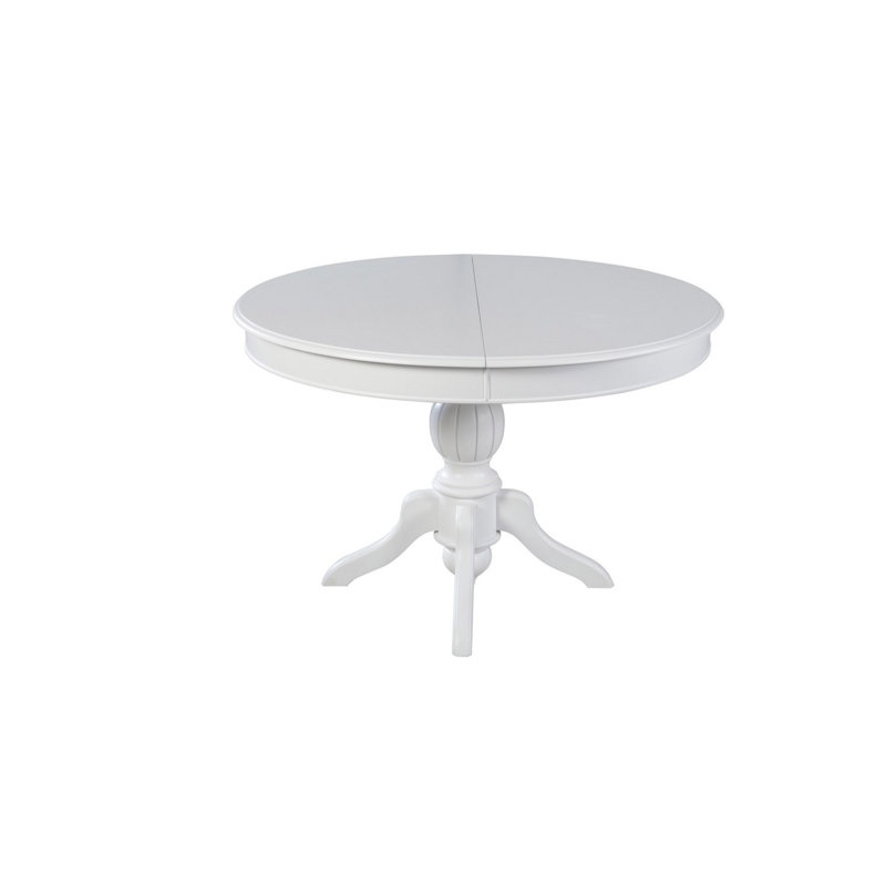 Akeeyla Extendable Dining Table & Chairs Set (5 Pieces), White Beech Wood, 46.5 x 29.5 x 46.5 inches (Open: 62.2 x 29.5 x 46.5 inches) | 100% Linen Chairs, Elegant Design for Traditional Dining Rooms, Durable MDF Top