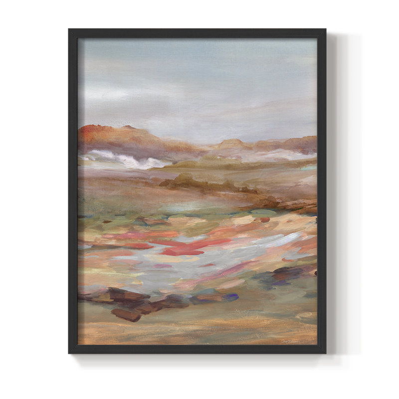 Reproduction encadrée peinte de paysage désertique - bois massif, H 11 po x l 9 po, Noir, noir, noir, noir