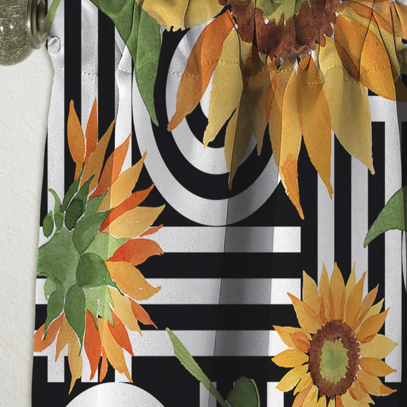 Panneau de rideau occultant rétro Mid-Century rétro Floral Botanical II, L 52 po x L 95 po