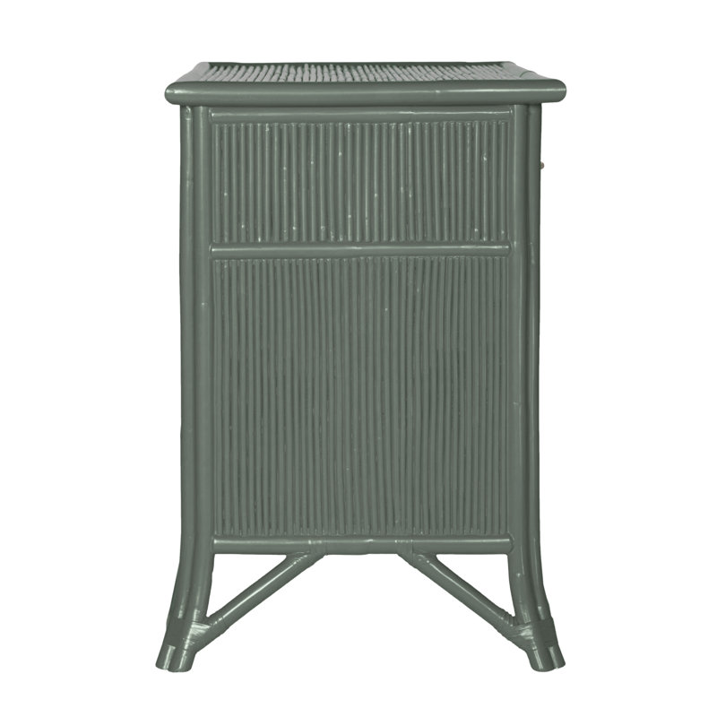 1 - Drawer Rattan Nightstand, Evergreen