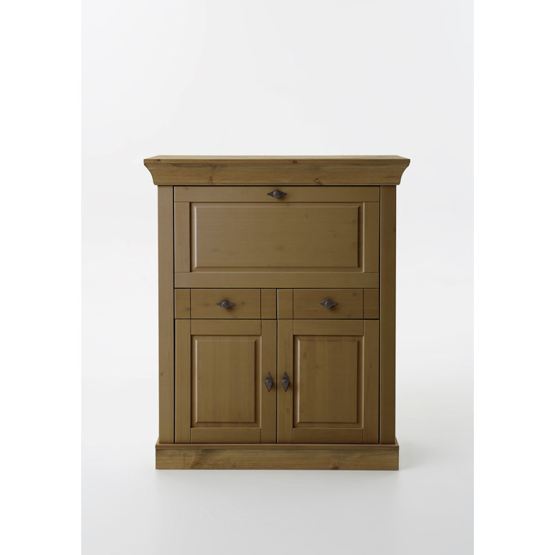 Kelly Solid Wood Solid Wood Secretary Desk, Stained and oiled Brown/Brown