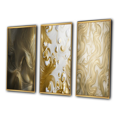 " Smooth Gold Elegant Minimal Retro Glam Wave " 3 - Pieces
