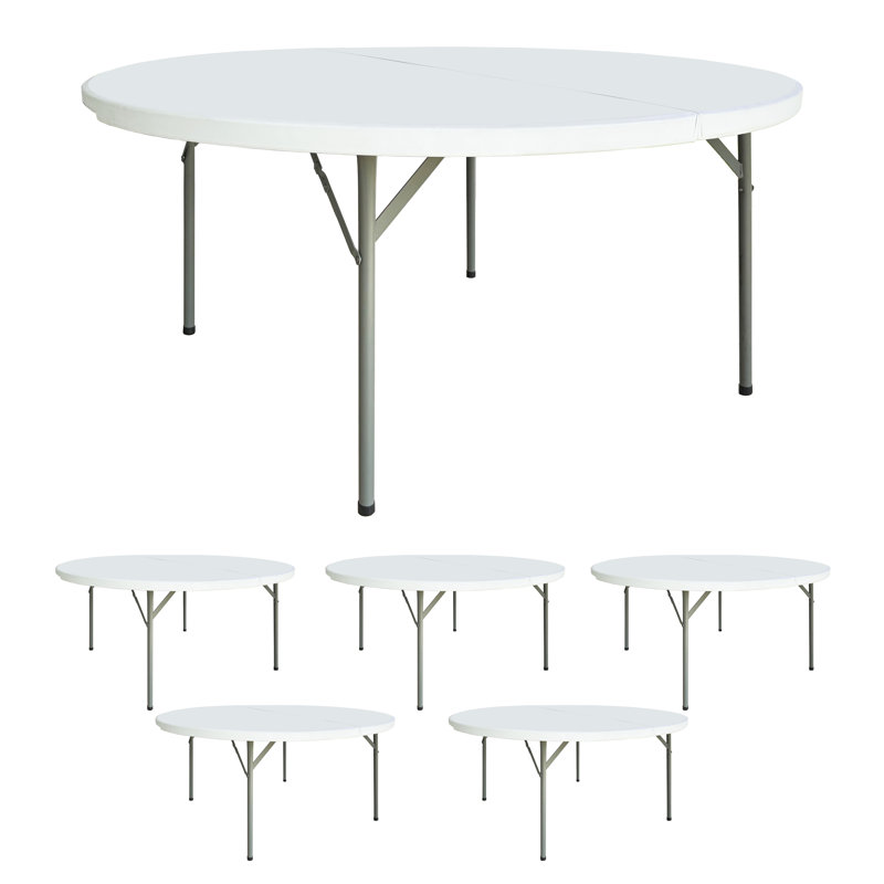 Party Event Stacking Non-Fold Tabletop Plastic Round Foldable Banquet Table (Set Of 6)