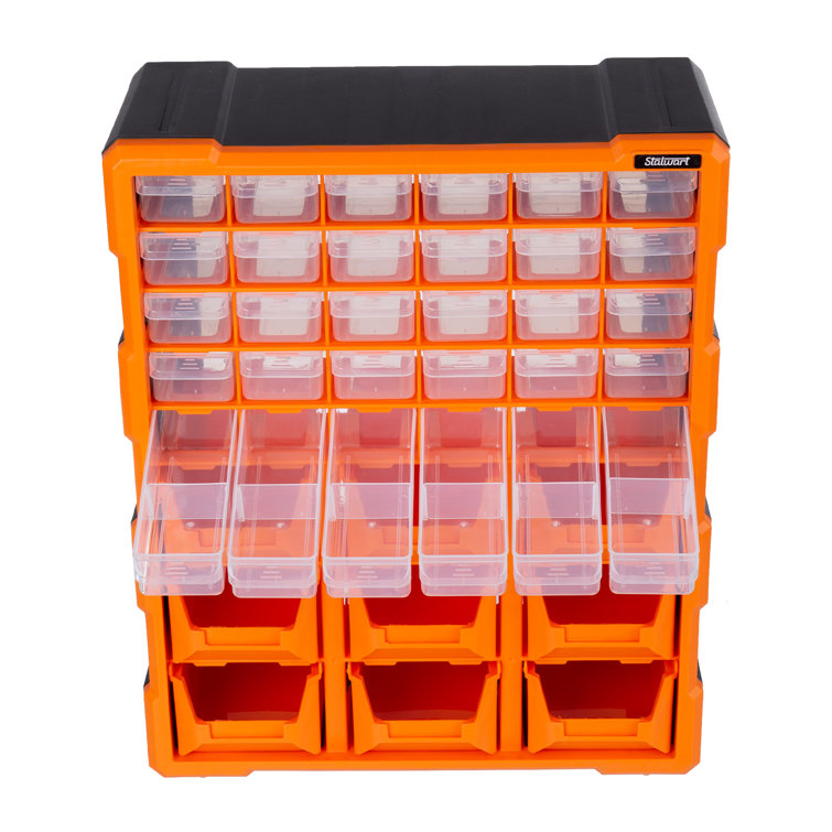 Stalwart Plastic Storage Drawers - 12-Bin Hardware or Craft Cabinet