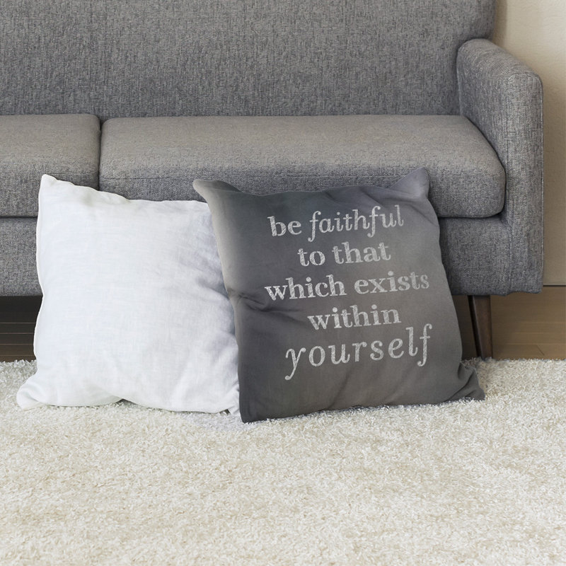 Coussin de sol be loyal to yourself, H 36 po x l 36 po, Gris