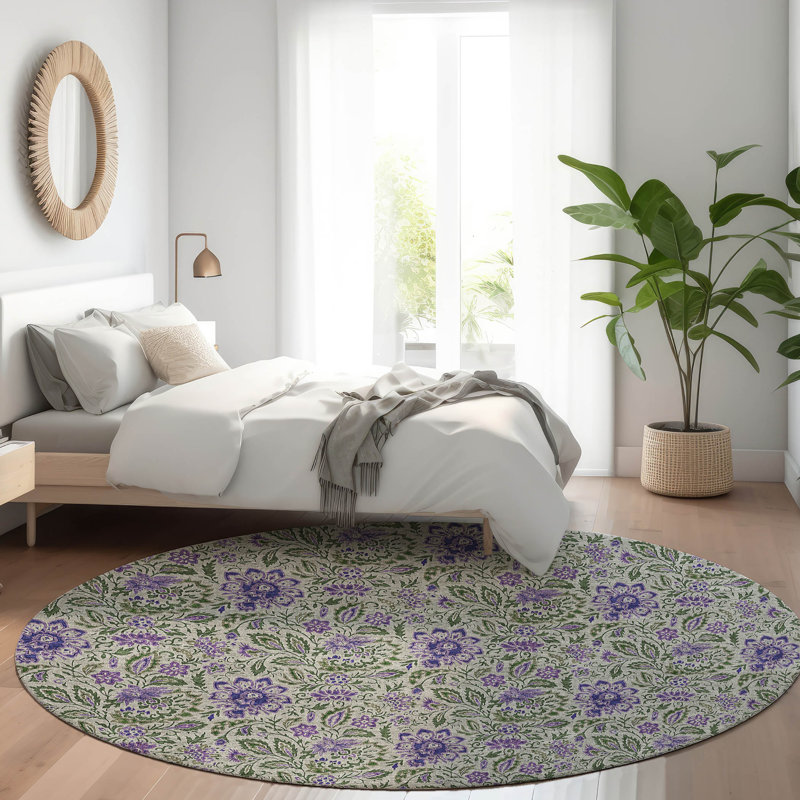 Floral Indoor / Outdoor Rug, Round 8'