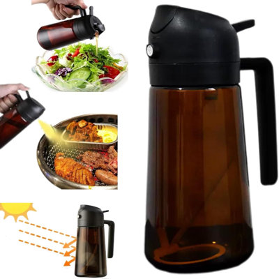 16oz 2-in-1 Olive Oil Sprayer & Dispenser – Amber Glass Mister for Air Fryer, BBQ & Healthy Cooking