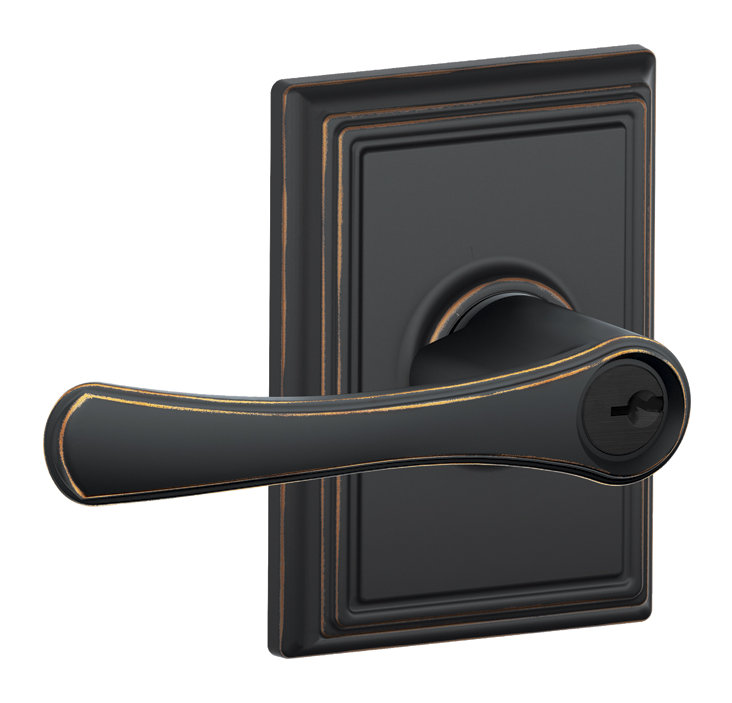 Avila Lever with Addison Trim Keyed Entry Lock, Aged Bronze