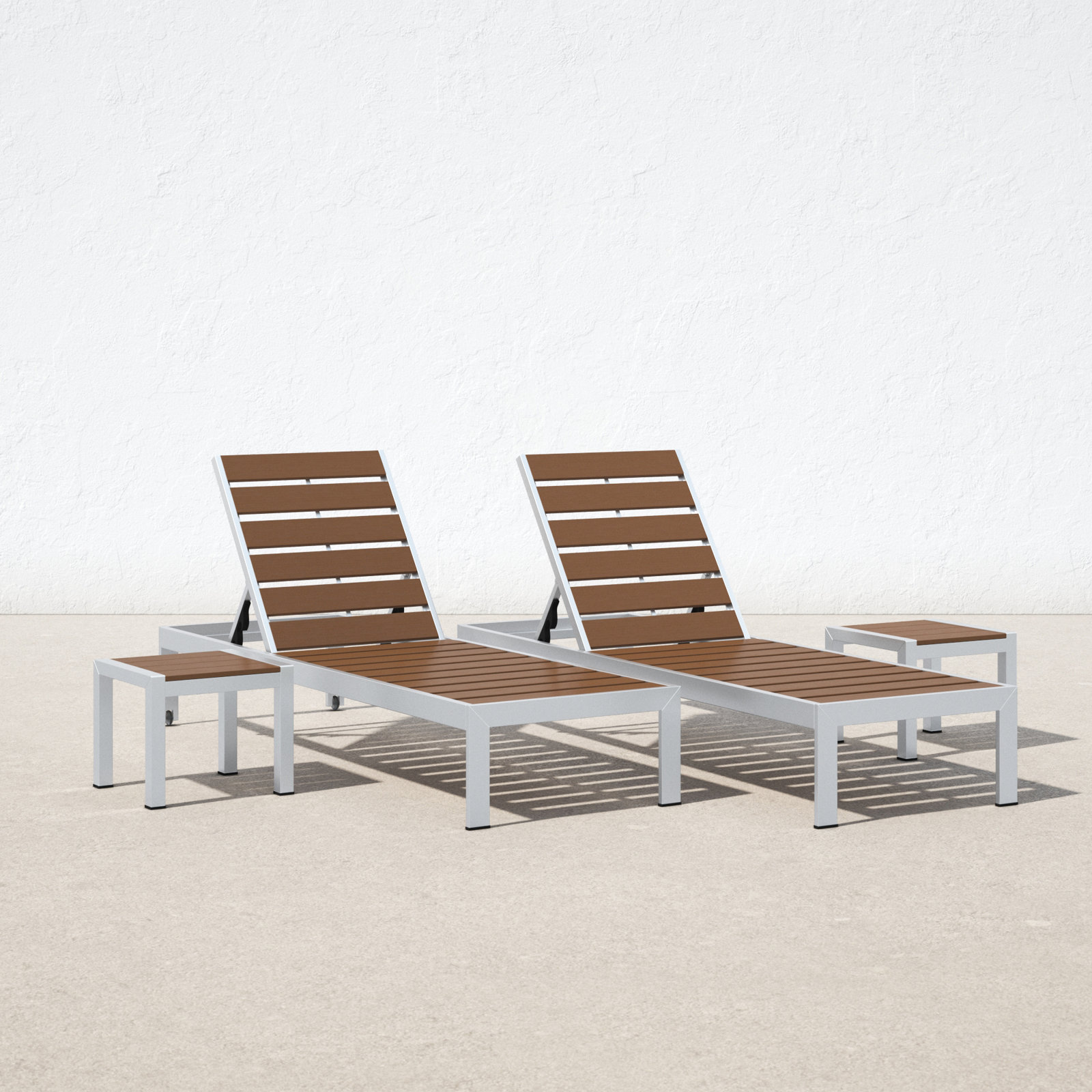 Aynura 26" Patio Chaise Lounge Set, Brown/White