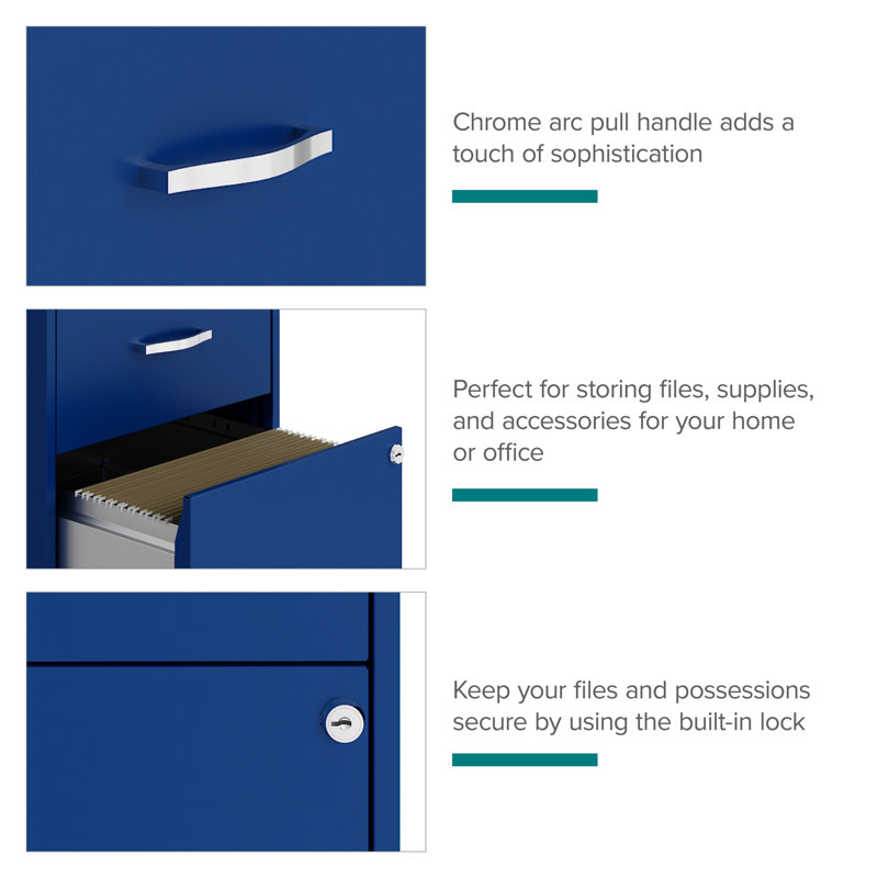 Classic Blue 2-Drawer Lockable Vertical Metal File Cabinet