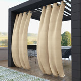 Abba Solid Grommet Top Waterproof Pergola Outdoor Curtain Single Panel