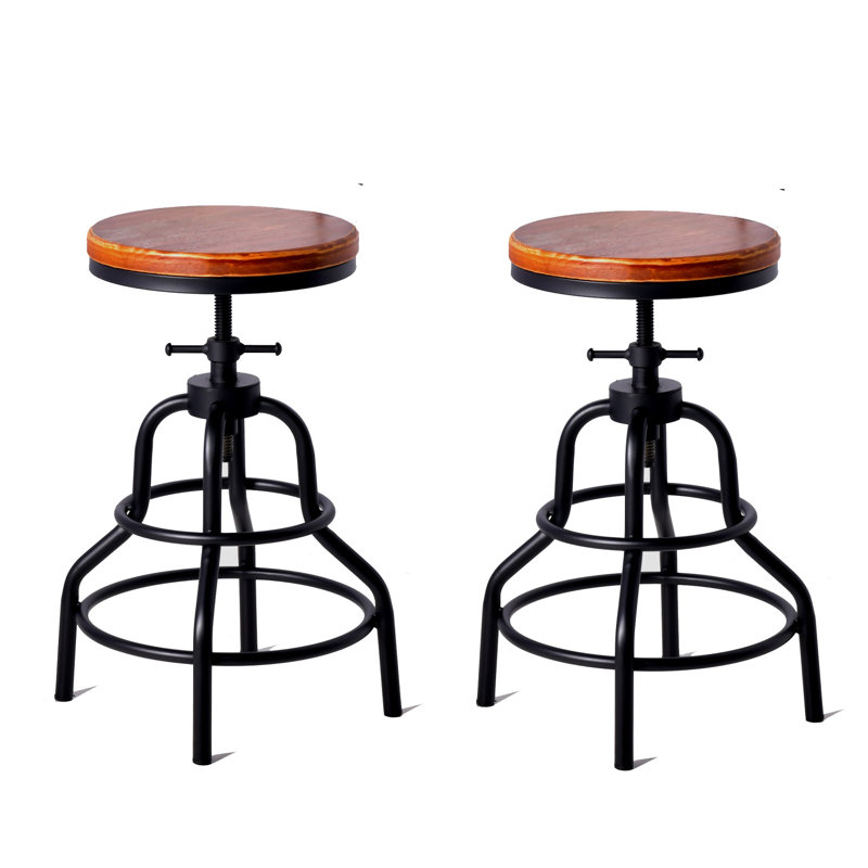 Darlean Swivel Adjustable Height Counter Stool with Metal Frame