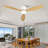 52-Inch Ceiling Fan With Light, Ultra-Slim Flush-Mount Design, 3 ABS Plastic Blades, Remote Control Included, 6-Speed Adjustment, Reversible DC Motor, Quiet Operation, Ideal For Bedrooms, Indoor/Outdo-235372786
