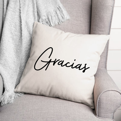 Coussin décoratif noir et blanc Typographie Collection Gracias