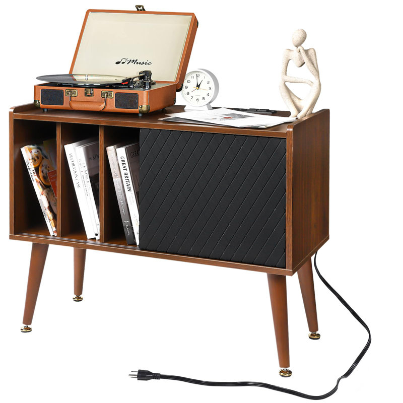 Support pour tourne-disque avec rangement en vinyle, table pour tourne-disque pouvant contenir jusqu'à 300 albums