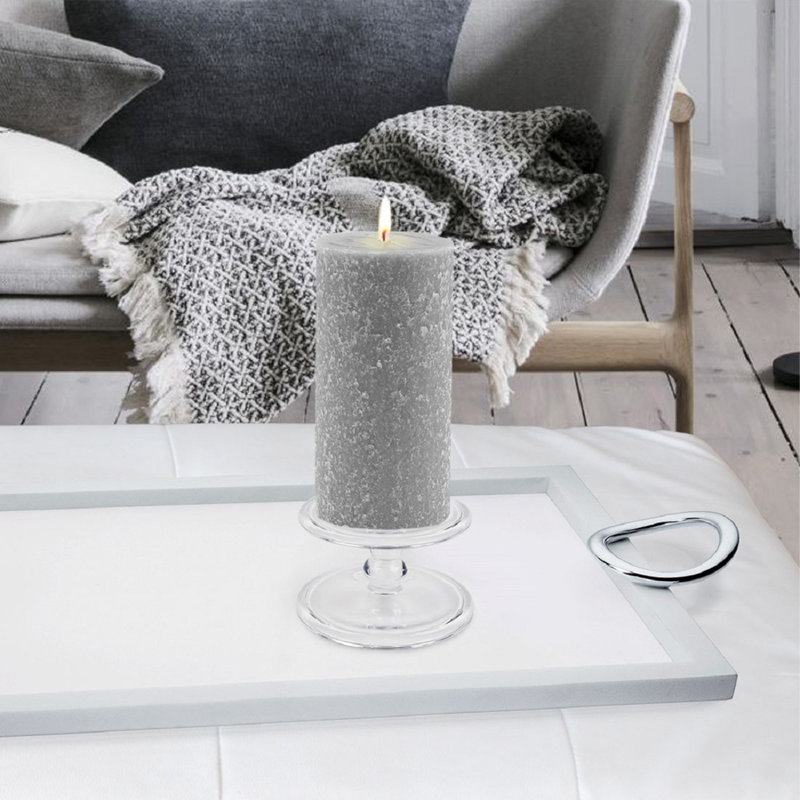 Bougie colonne non parfumée Timberline, H 6 po x l 3 po x P 3 po, Platine