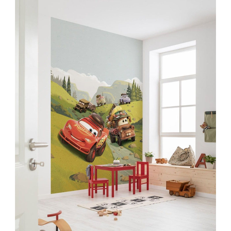 Cars Camping Lightning Mcqueen and Mater non-woven 9.18cm x 6.56cm Low-Gloss Wallpaper Roll