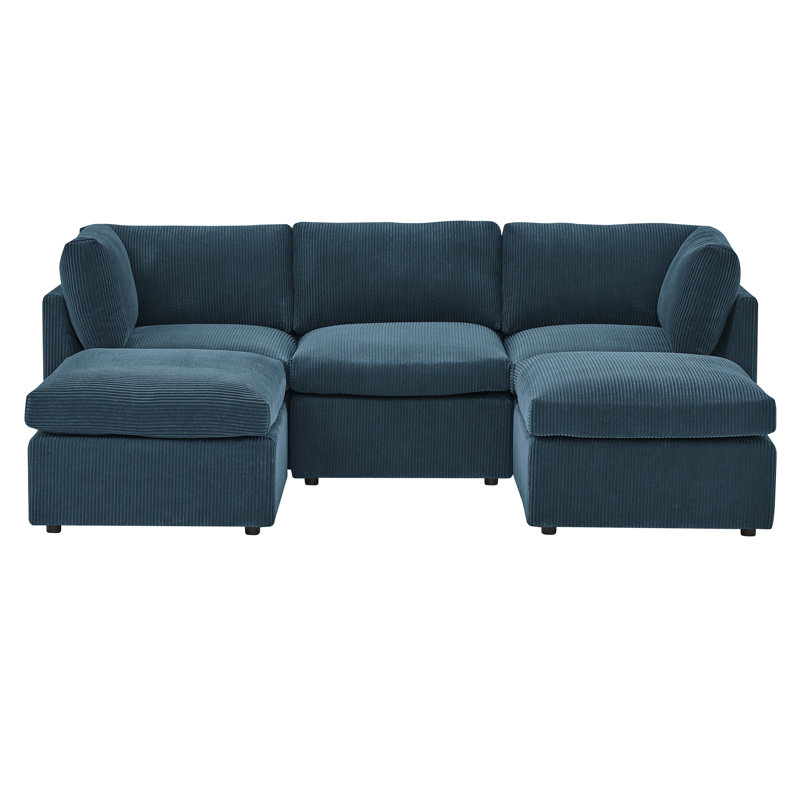 Foxbridge Sectional, Dark Blue Corduroy