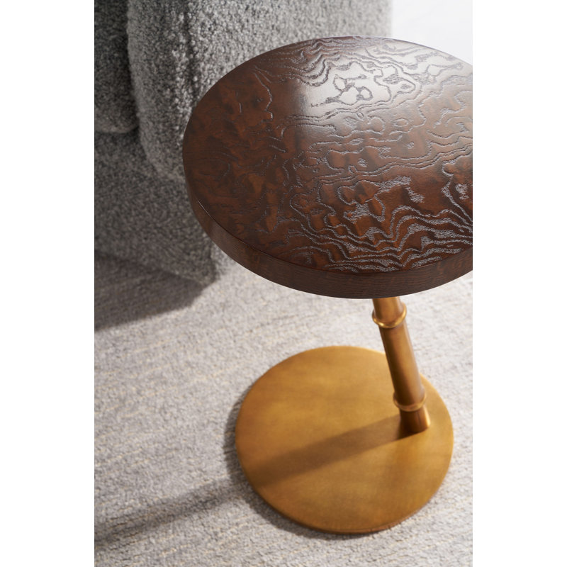 Kesden End Table, Pyramid Brown Top/Satin Brass Base