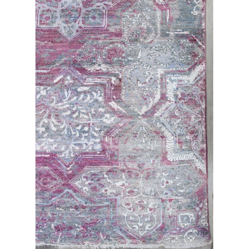 Tapis unique mauve / fuchsia foncé / écume de mer 12 pi 3 po x 17 pi 5 po Constantinople