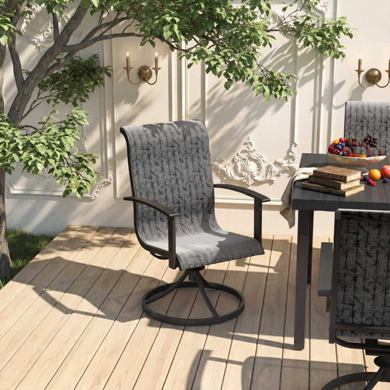 Errik All Steel Detachable Main Dining Set Of Seven Pieces With Rectangular Dining Table And Cushion