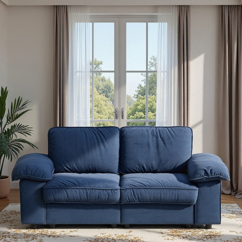 Canapé de rangement à 2 places avec compartiment caché, idéal pour les petites maisons et les espaces de vie contemporains, canapé confortable à 2 places