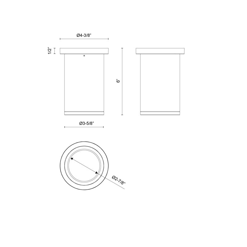 Nordic 1 - Light LED Flush Mount, 15 W, 6" H x 4.38" W x 4.38" D, White