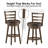 Fordwich Wood High Slat Ladder Back Adjustable Height Swivel Stool, Light Walnut With Brown