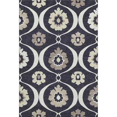 Premium Machine Washable Prisco Black Rug