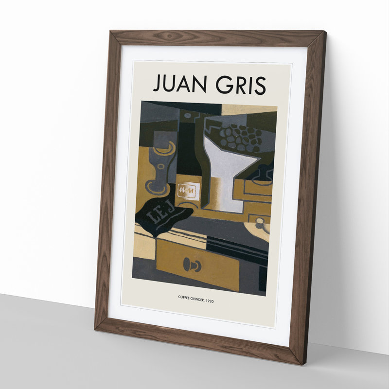 The Moulin Cafe by Juan Gris - Picture Frame Painting, 36cm H x 27cm W x 2cm D, Walnut Framed