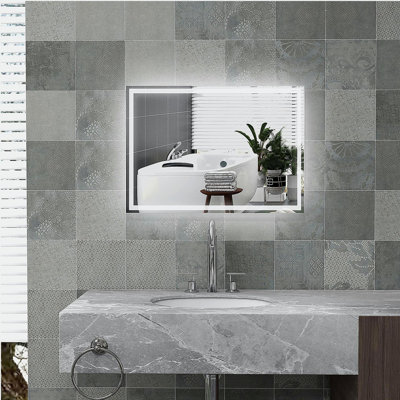 Miroir de salle de bain à intensité variable avec lumières DEL, 3 couleurs et fonction mémoire
