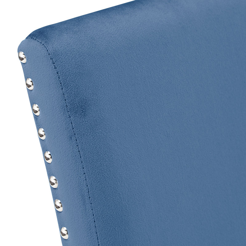 Espresso Finish Velvet 26" Counter Stool, Blue Velvet
